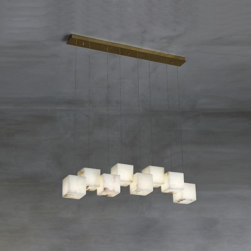 Alabaster Box Chandelier 8 heads L 37.8″ x W 4.7″x H 78.7″ / L 96cm x W 12cm x H 200cm / White Chandelier