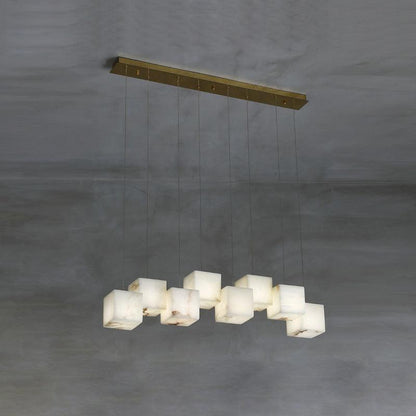 Alabaster Box Chandelier 8 heads L 37.8″ x W 4.7″x H 78.7″ / L 96cm x W 12cm x H 200cm / White Chandelier