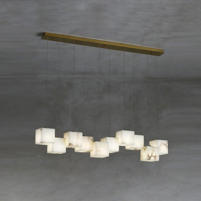 Alabaster Box Chandelier 10 heads L 47.2″ x W 4.7″x H 78.7″ / L 120cm x W 12cm x H 200cm / White Chandelier