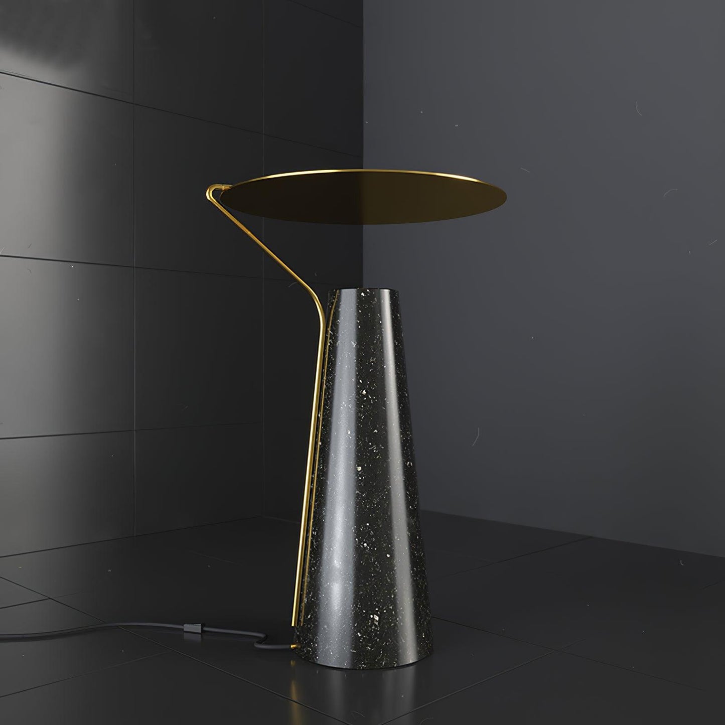 Marble Coffee Table Lamp Dia 10.68″ x H 17.7″ / Dia 27cm x H 45cm / Black / US plug Table lamp