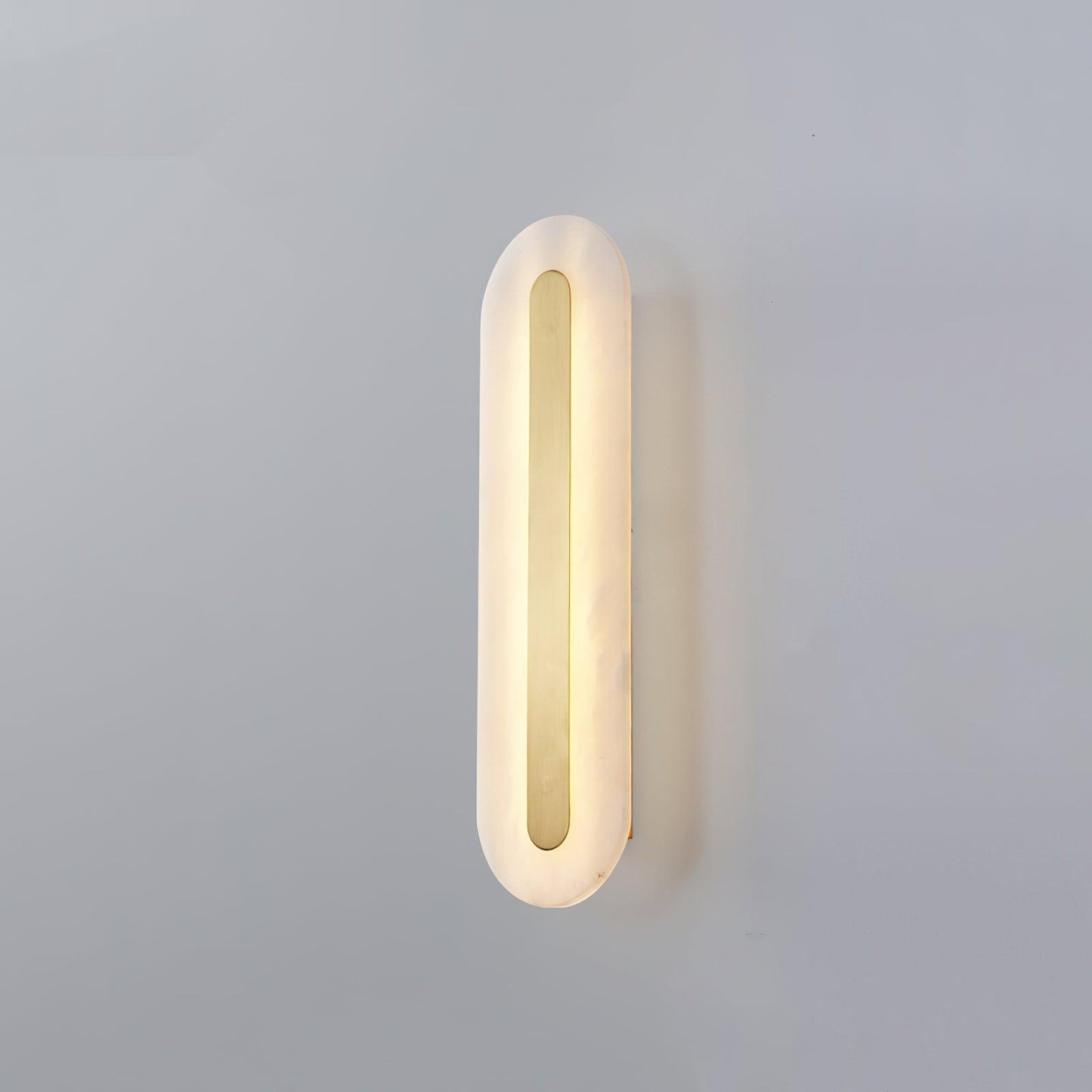 Alabaster Rounded Wall Light ? 5.5″ x H 19.7″ / Dia 14cm x H 50cm / White＆Brass / Warm Light Wall lamp