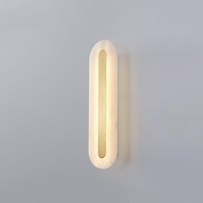 Alabaster Rounded Wall Light ? 5.5″ x H 19.7″ / Dia 14cm x H 50cm / White＆Brass / Warm Light Wall lamp