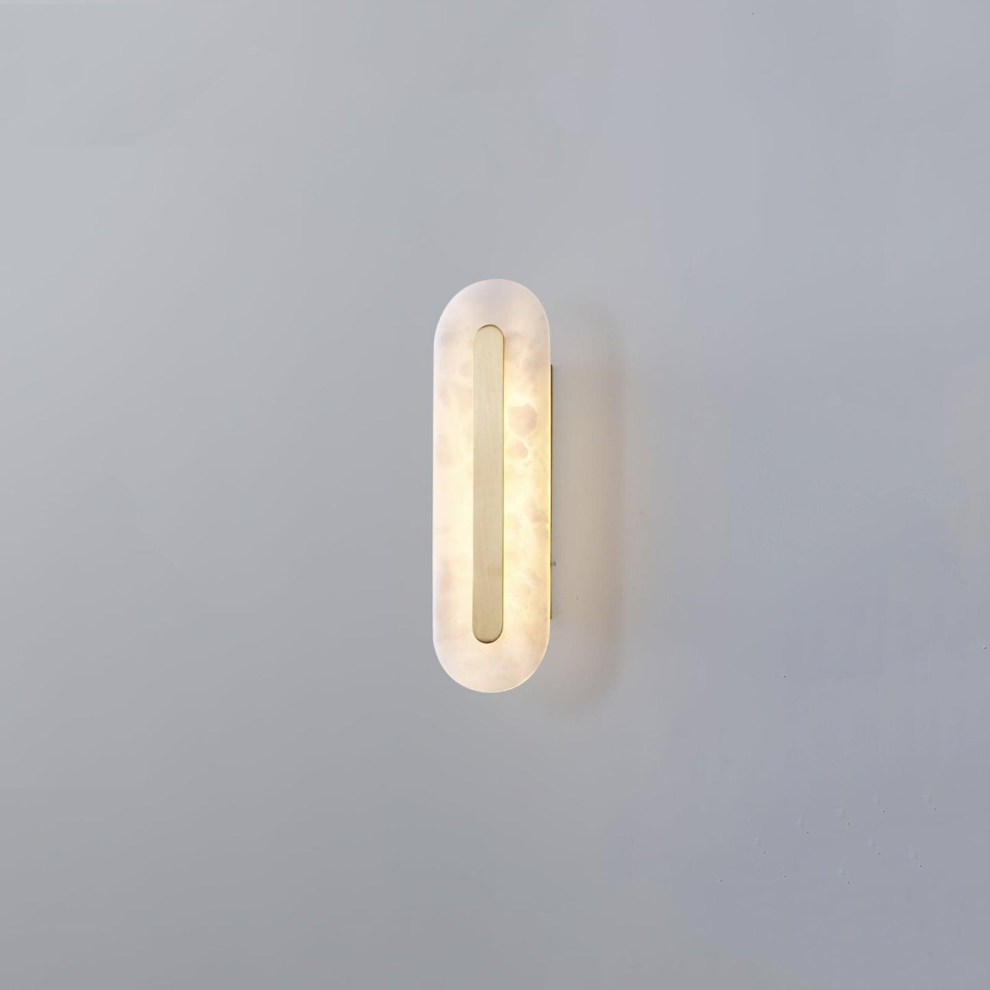 Alabaster Rounded Wall Light ? 4.3″ x H 13.8″ / Dia 11cm x H 35cm / White＆Brass / Warm Light Wall lamp