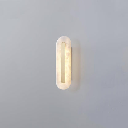 Alabaster Rounded Wall Light ? 4.3″ x H 13.8″ / Dia 11cm x H 35cm / White＆Brass / Warm Light Wall lamp