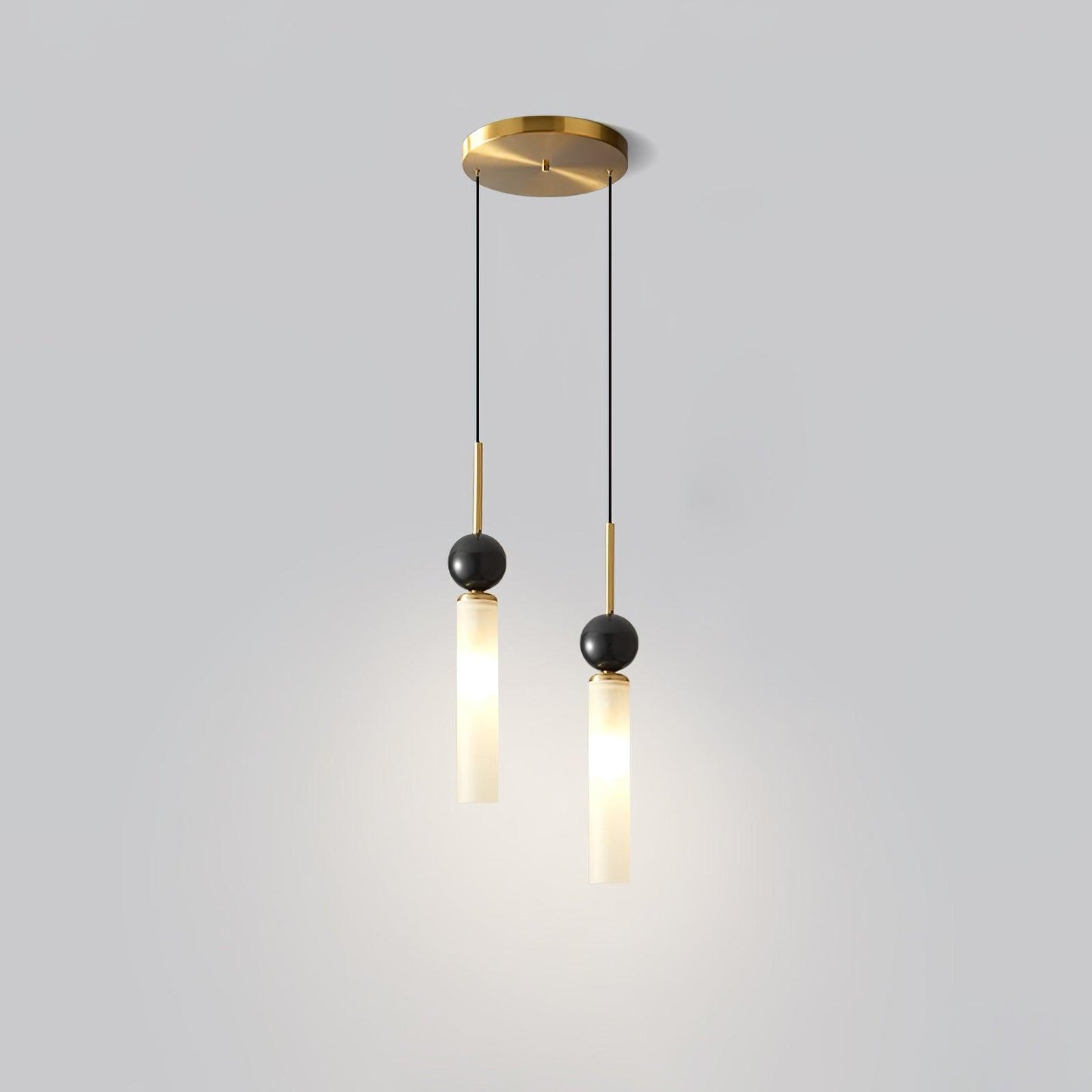 Marble Vertical Pendant Lamp 2 Heads ? 5.9″ x H 59.1″ / Dia 15cm x H 150cm / Brass & White Pendant light