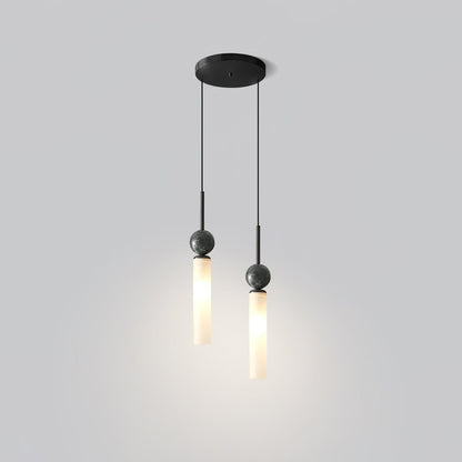Marble Vertical Pendant Lamp 2 Heads ? 5.9″ x H 59.1″ / Dia 15cm x H 150cm / Black & White Pendant light