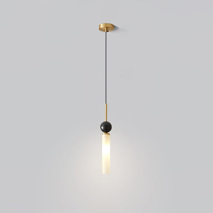 Marble Vertical Pendant Lamp 1 Head ? 2.4″ x H 14″ / Dia 6cm x H 35.5cm / Brass & White Pendant light