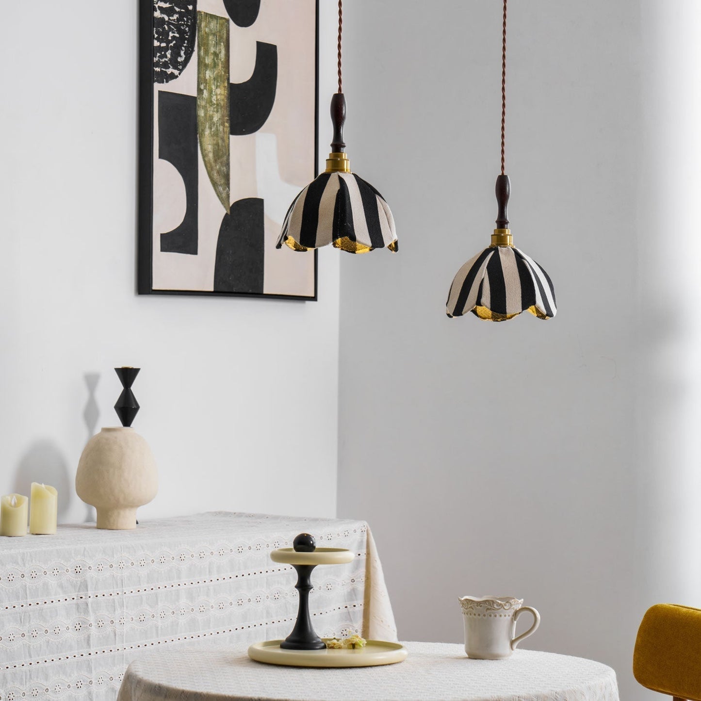 Marbre Stripe Pendant Light ? 7.9’’ x H 11’’ / Black & White 1001 pendant Lamp