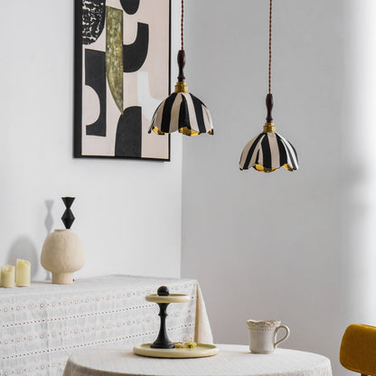 Marbre Stripe Pendant Light ? 7.9’’ x H 11’’ / Black & White 1001 pendant Lamp