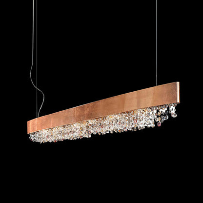 Marilyn Modern Crystal Pendant Light L 39.4″ x W 5.1″ x H 10.2″ / L 100cm x W 13cm x H 26cm / Rose gold & Clear crystal