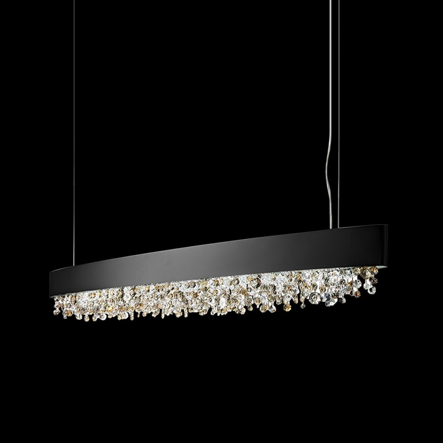 Marilyn Modern Crystal Pendant Light L 39.4″ x W 5.1″ x H 10.2″ / L 100cm x W 13cm x H 26cm / Black & Clear crystal