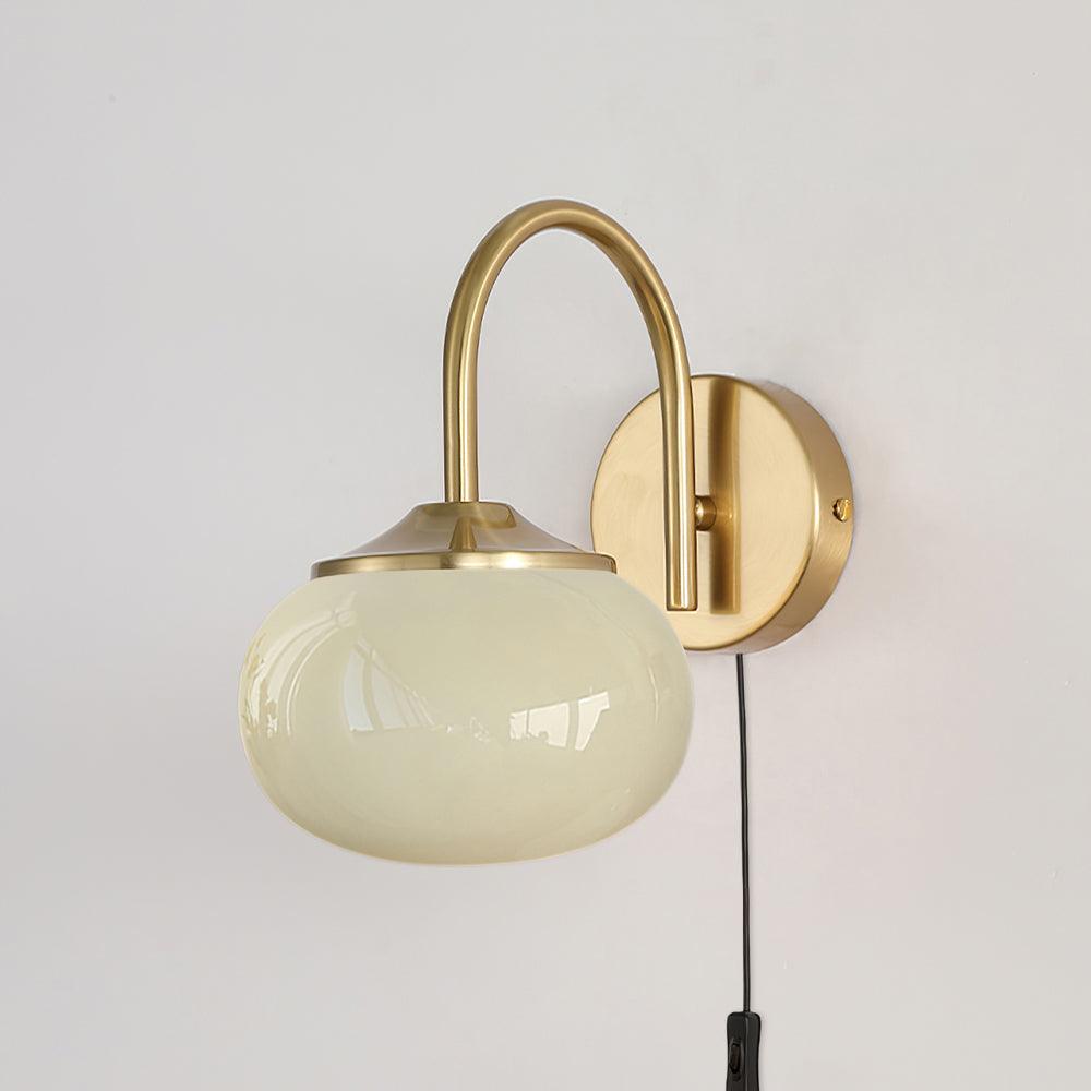 Marshmallow Sconce Plug Version ? 5.5″ x H 8.3″ / Dia 14cm x H 21cm / Copper & Beige / US plug Wall lamp