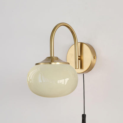 Marshmallow Sconce Plug Version ? 5.5″ x H 8.3″ / Dia 14cm x H 21cm / Copper & Beige / US plug Wall lamp