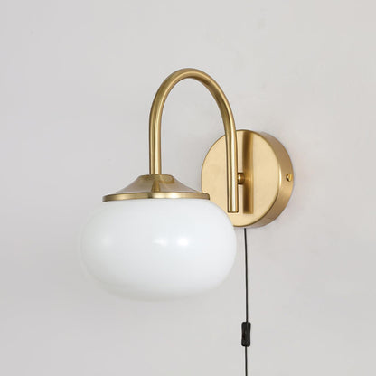 Marshmallow Sconce Plug Version ? 5.5″ x H 8.3″ / Dia 14cm x H 21cm / Copper & White / US plug Wall lamp