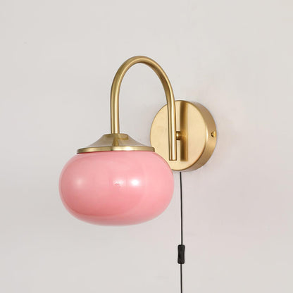 Marshmallow Sconce Plug Version ? 5.5″ x H 8.3″ / Dia 14cm x H 21cm / Copper & Pink / US plug Wall lamp
