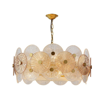 Maytoni Aster Chandelier Dia 31.5″ x H 13.8″ / Dia 80cm x H 35cm / Gold & Amber Chandelier