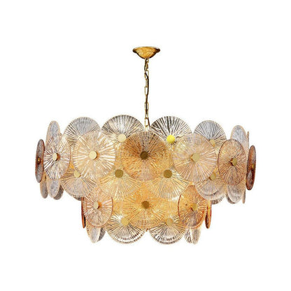 Maytoni Aster Chandelier Dia 39.4″ x H 21.7″ / Dia 100cm x H 55cm / Gold & Amber Chandelier