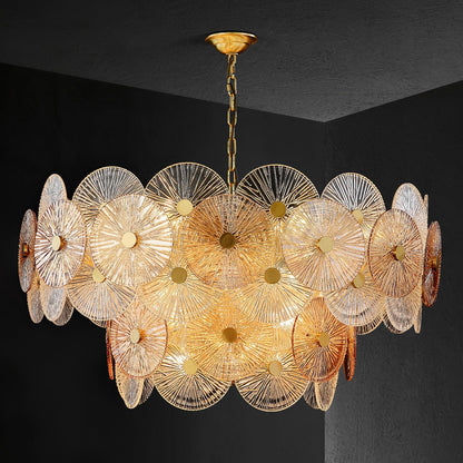Maytoni Aster Chandelier Dia 31.5″ x H 21.7″ / Dia 80cm x H 55cm / Gold & Amber Chandelier
