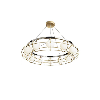 Maytoni Round Chandelier 12 lamps Dia 37.4″ x H 59″ / Dia 95cm x H 150cm / Titanium Gold & Chrome & White / Warm Light