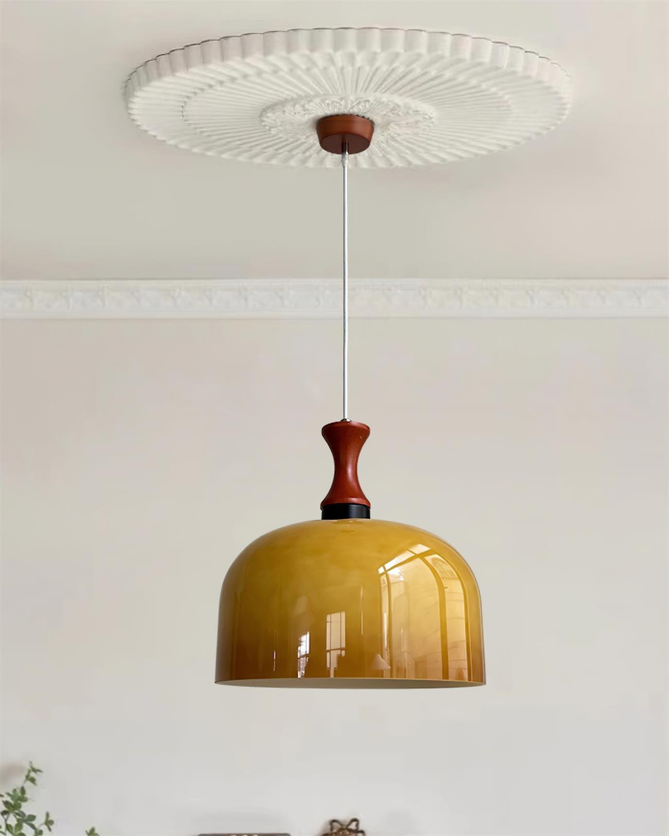 Meblos Down Pendant Light Dia 11.8″ x H 12.5″ / Dia 30cm x H 32cm / Walnut & Brown Pendant light