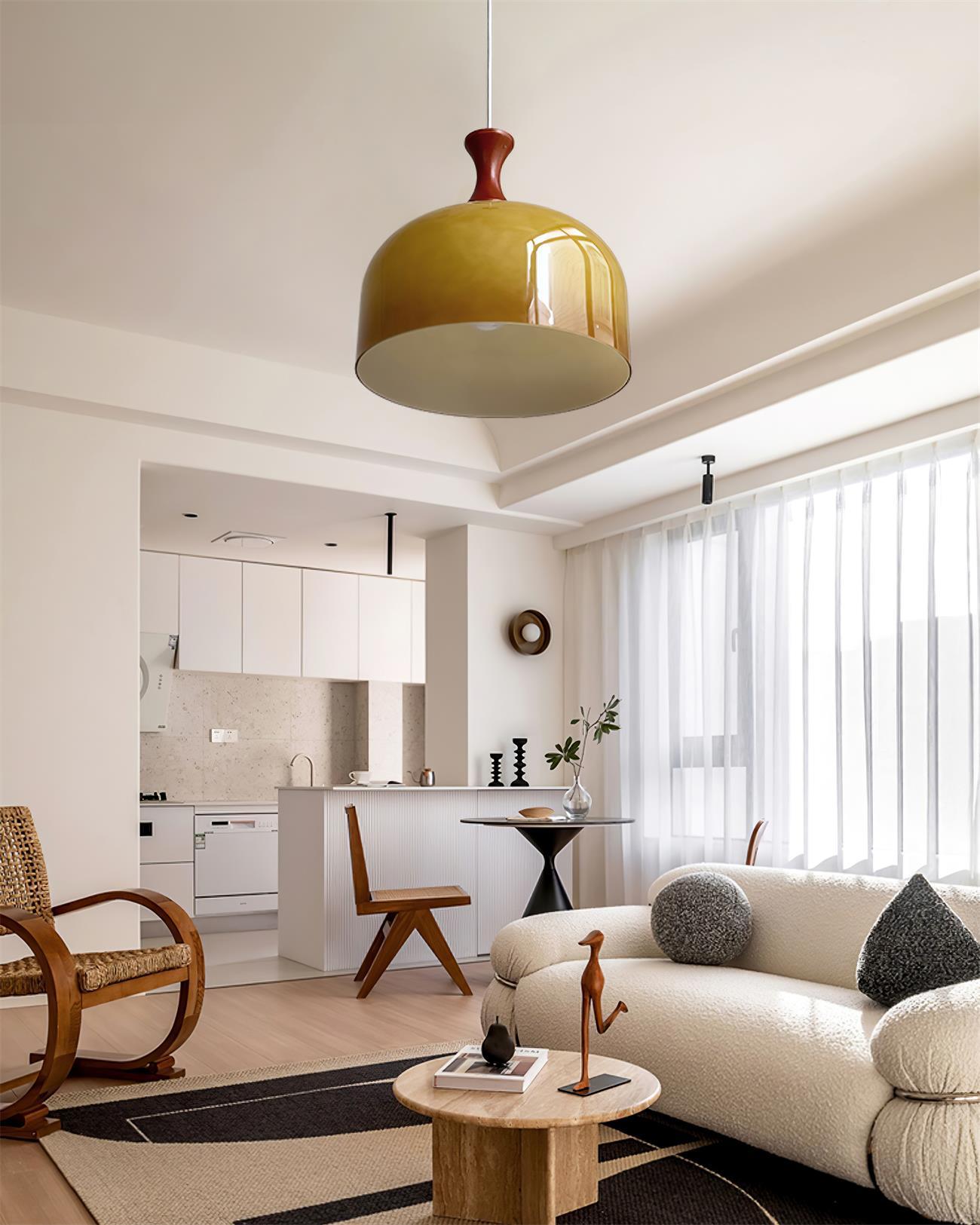 Meblos Down Pendant Light Dia 11.8″ x H 12.5″ / Dia 30cm x H 32cm / Walnut & Brown Pendant light
