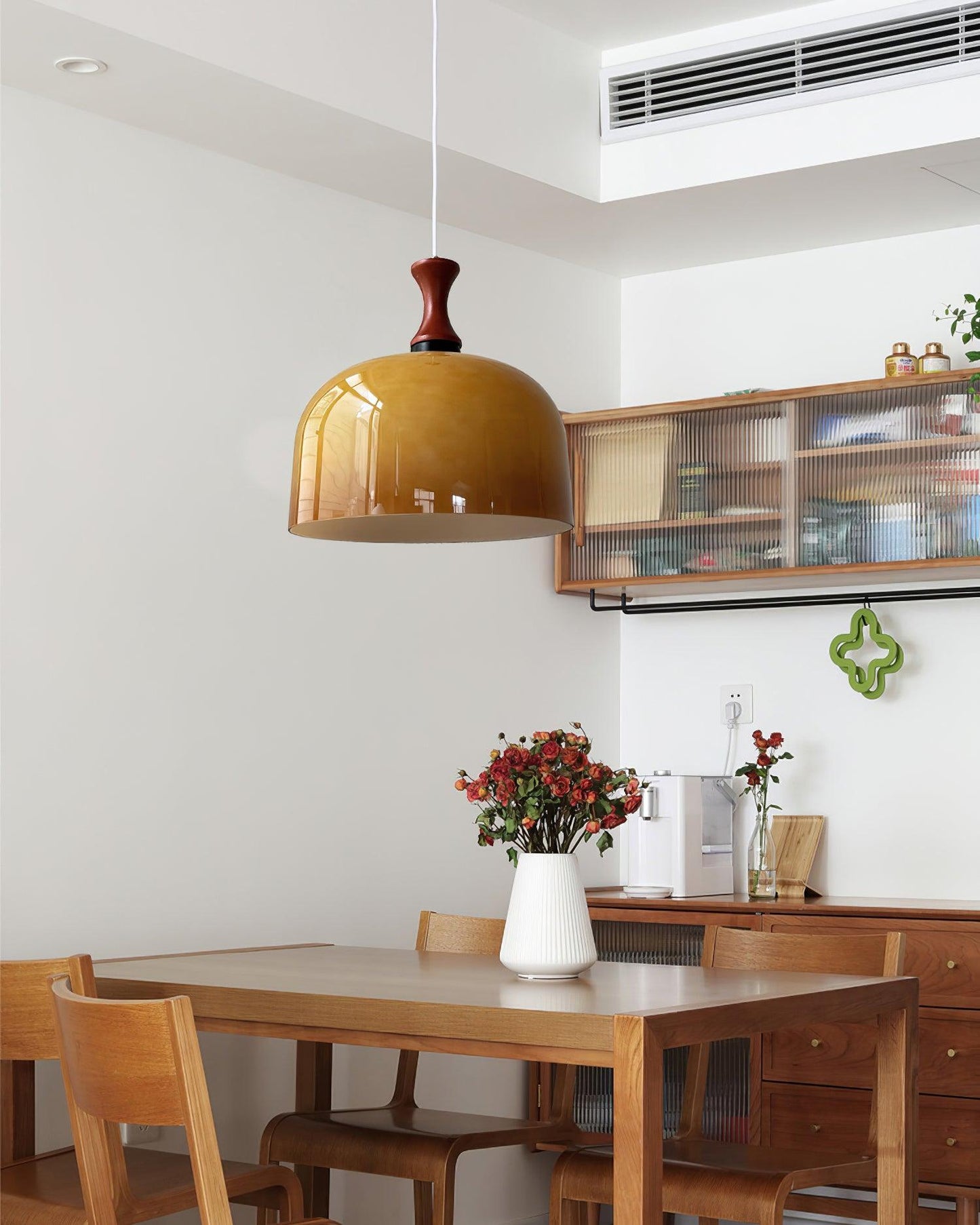 Meblos Down Pendant Light Dia 11.8″ x H 12.5″ / Dia 30cm x H 32cm / Walnut & Brown Pendant light