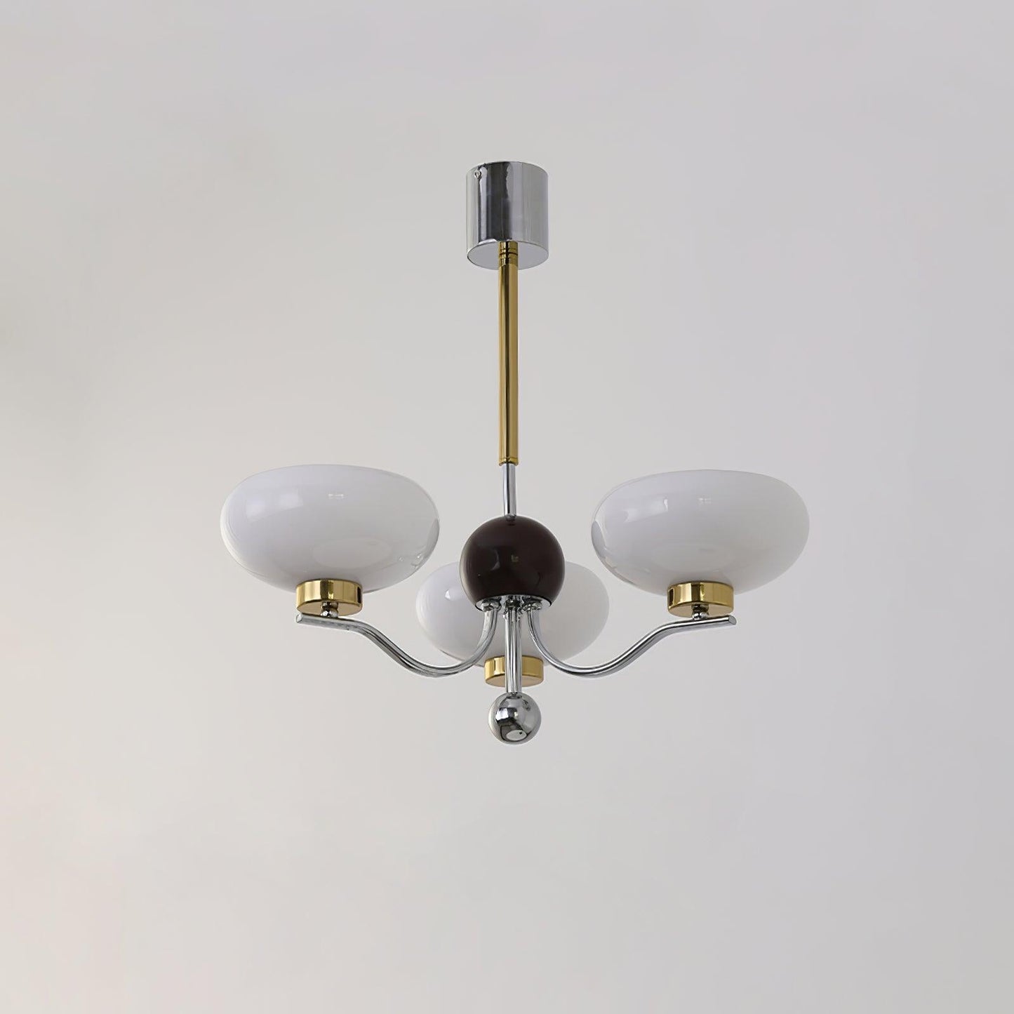 Medieval Glass Bowl Chandelier 3 Lamps ? 23.6″ x H 23.6″ / Dia 60cm x H 60cm / Chrome & Gold & Milk white Chandelier
