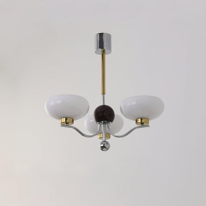 Medieval Glass Bowl Chandelier 3 Lamps ? 23.6″ x H 23.6″ / Dia 60cm x H 60cm / Chrome & Gold & Milk white Chandelier