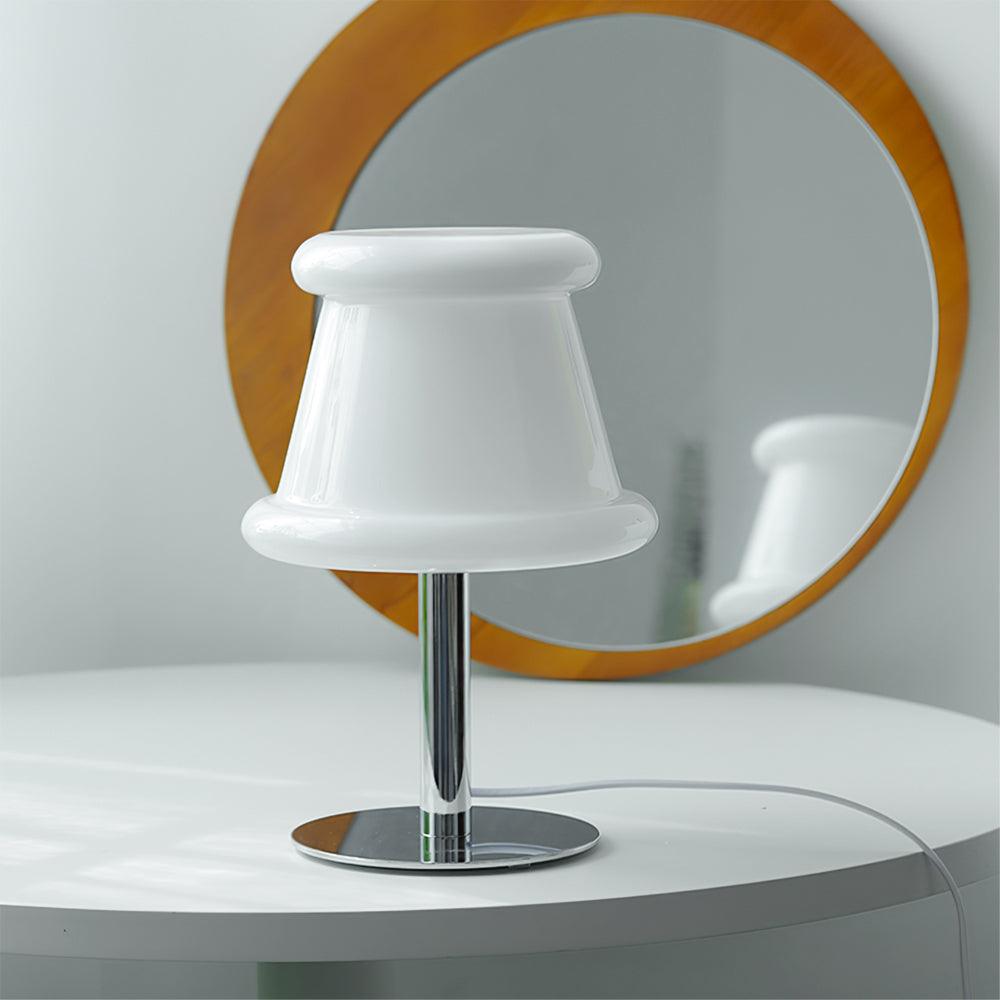 Meefad Table Lamp Dia 7.9″ x H 11.8″ / Dia 20cm x H 30cm / White & Chrome / US plug Table lamp