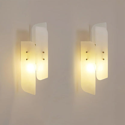 Megalith Alabaster Wall Light Dia 5.9″ x H 15.7″ / Dia 15cm x H 40cm / Brass & White / Set of 2 Wall lamp