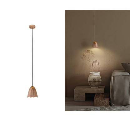 Melody Bell Pendant Lamp 1 head 3.9″ x H 59.1″ / Wood Color Pendant light