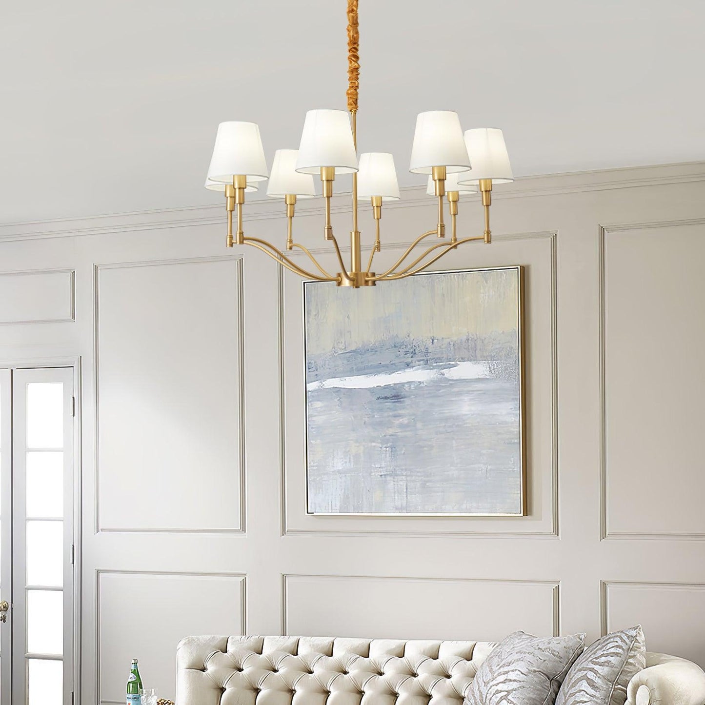 Meridian Mid Century Brass Chandelier Chandelier