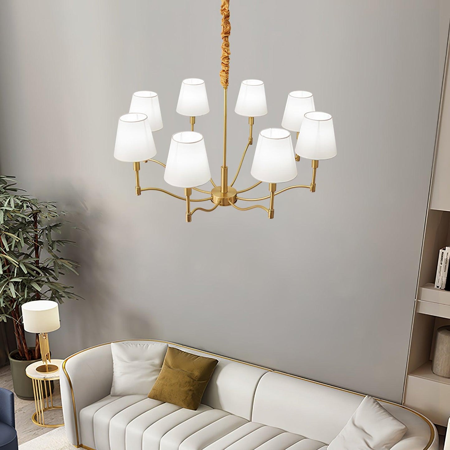 Meridian Mid Century Brass Chandelier Chandelier