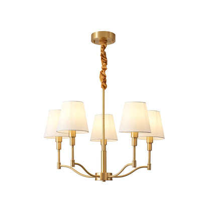 Meridian Mid Century Brass Chandelier 5 Heads ? 23.6″ x H 19.7″ / Dia 60cm x H 50cm / Brass & White Chandelier