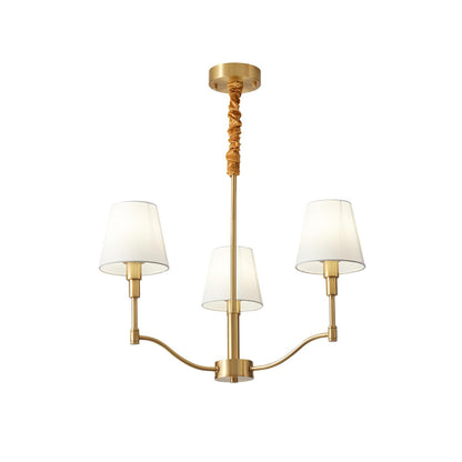 Meridian Mid Century Brass Chandelier 3 Heads Dia 23.6″ x H 19.7″ / Dia 60cm x H 50cm / Brass & White Chandelier