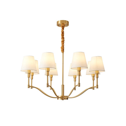 Meridian Mid Century Brass Chandelier 8 Heads ? 31.5″ x H 19.7″ / Dia 80cm x H 50cm / Brass & White Chandelier