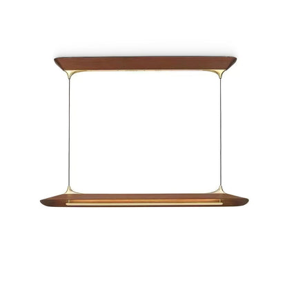 Mernoe Wooden Chandelier L 47.2″ x H 59″ / L 120cm x H 150cm / Walnut wood color & Brass / Three-Color Changing Light