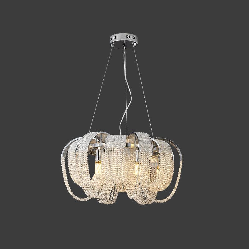 Mesh Crystal Chandelier 6 heads Φ 27.2″ x H 19.7″ / Dia 69cm x H 50cm / Chrome Chandelier