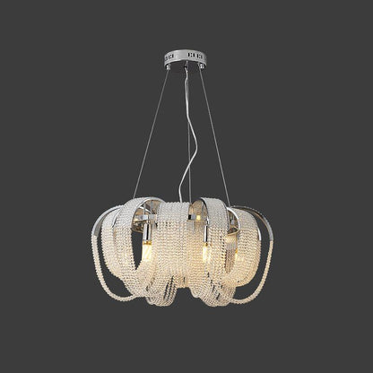 Mesh Crystal Chandelier 6 heads Φ 27.2″ x H 19.7″ / Dia 69cm x H 50cm / Chrome Chandelier