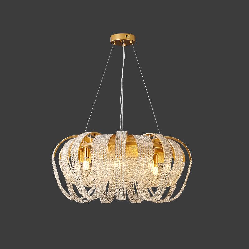 Mesh Crystal Chandelier 9 heads Φ 33.1″ x H 19.7″ / Dia 84cm x H 50cm / Gold Chandelier