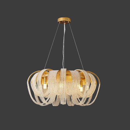 Mesh Crystal Chandelier 9 heads Φ 33.1″ x H 19.7″ / Dia 84cm x H 50cm / Gold Chandelier