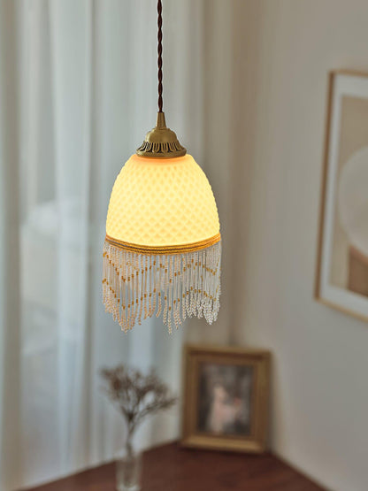 Mesh Tassel Glass Pendant Light Dia 5.9″ x H 8.3″ / Dia 15cm x H 21cm / Brass + White Pendant light
