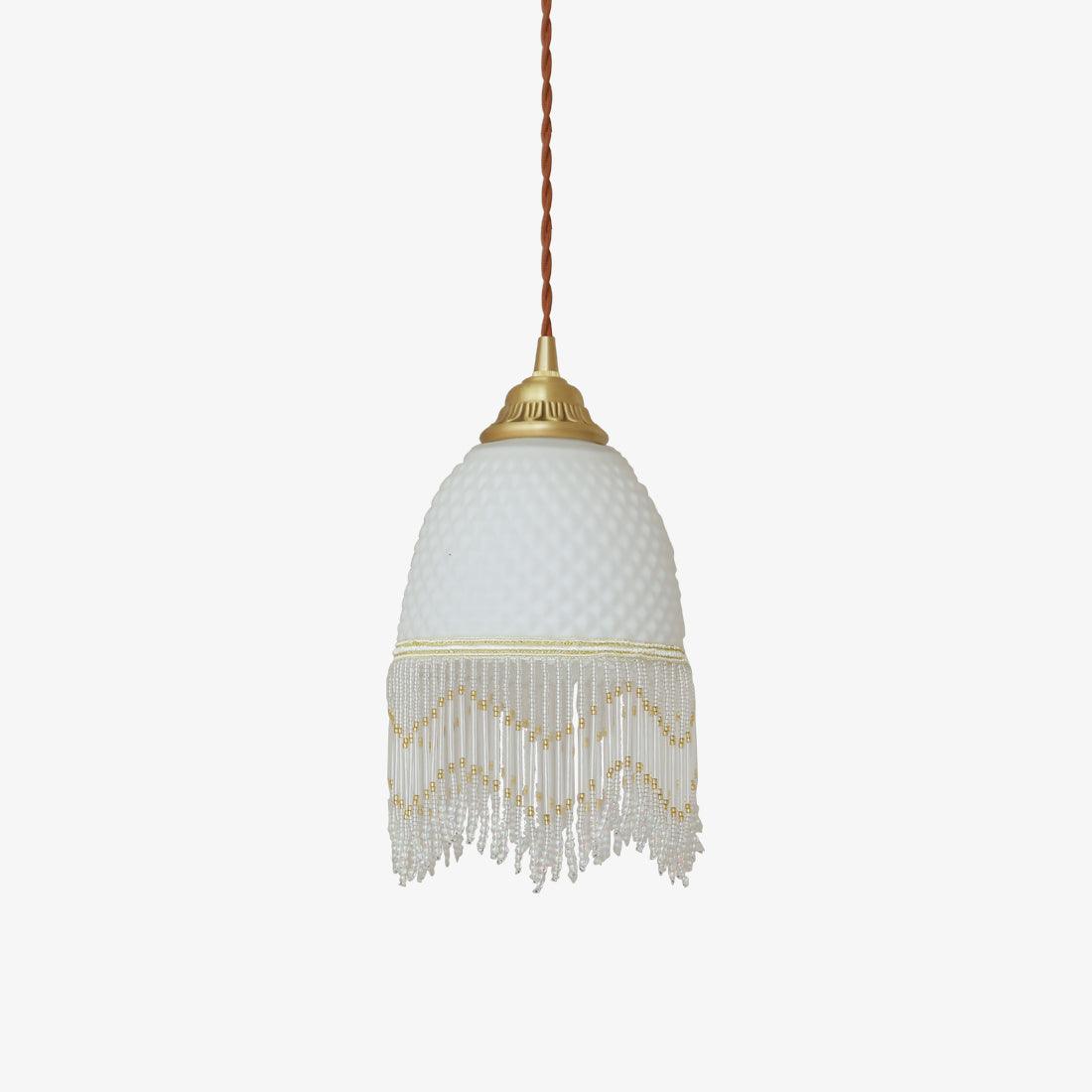 Mesh Tassel Glass Pendant Light Dia 5.9″ x H 8.3″ / Dia 15cm x H 21cm / Brass + White Pendant light