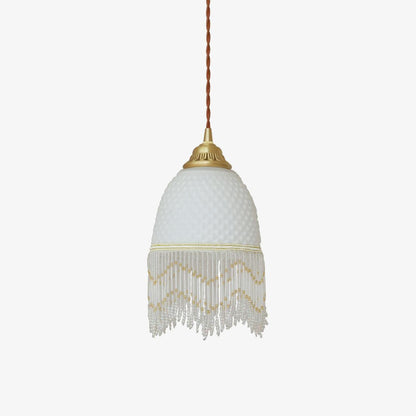 Mesh Tassel Glass Pendant Light Dia 5.9″ x H 8.3″ / Dia 15cm x H 21cm / Brass + White Pendant light