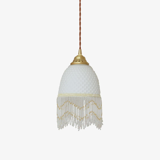 Mesh Tassel Glass Pendant Light Dia 5.9″ x H 8.3″ / Dia 15cm x H 21cm / Brass + White Pendant light
