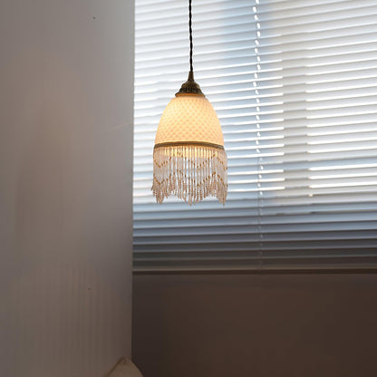Mesh Tassel Glass Pendant Light Dia 5.9″ x H 8.3″ / Dia 15cm x H 21cm / Brass + White Pendant light