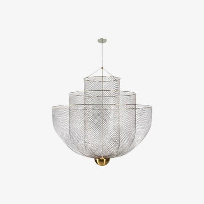Meshmatics Hanging lamp ? 31.5″ x H 31.5″ / Dia 80cm x H 80cm / Chrome Lamp Body & Gold Base / Warm Light Chandelier
