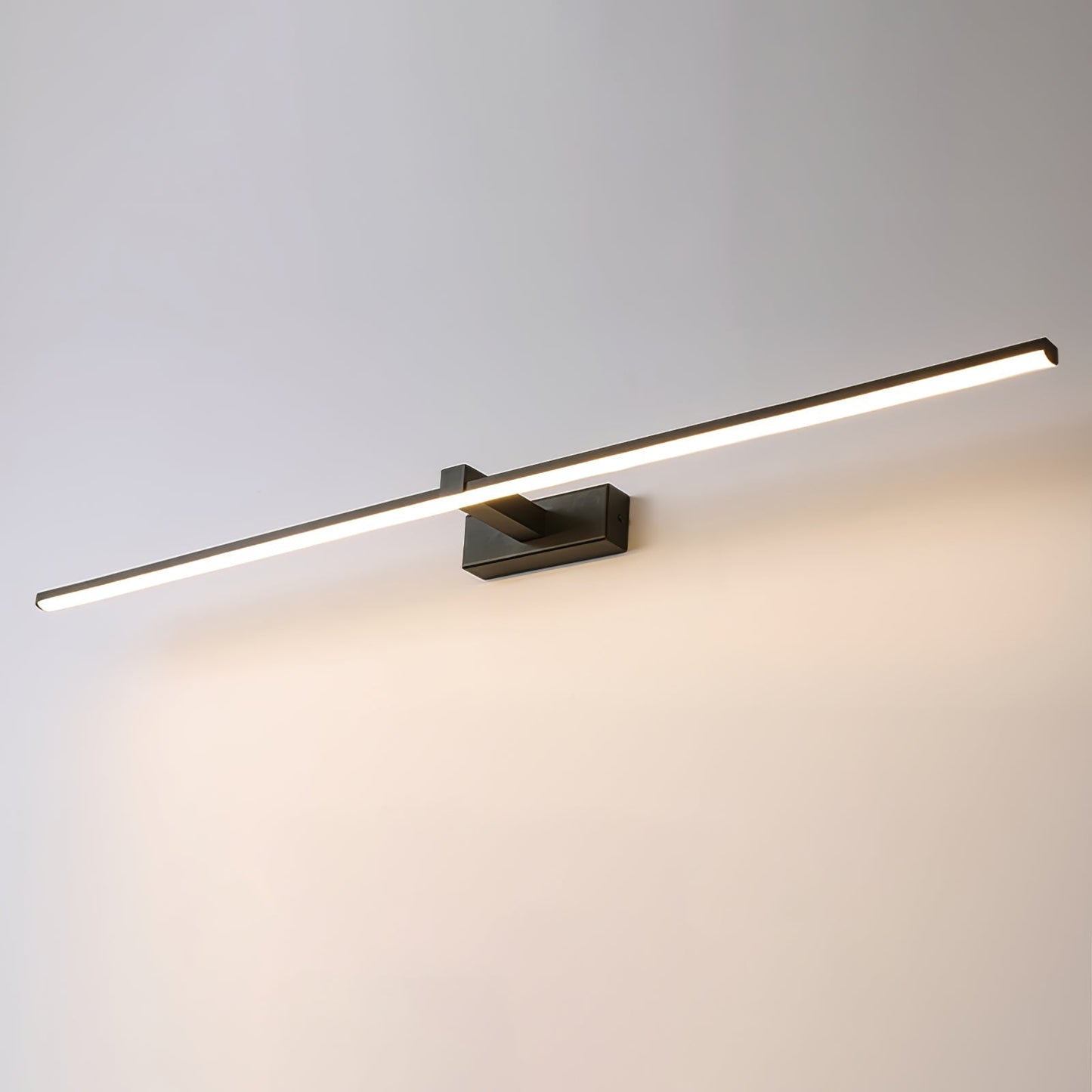 Metal Linear Mirror Wall Light Dia 39.4″ x H 3.1″ / Black & Warm Light / Single Wall lamp