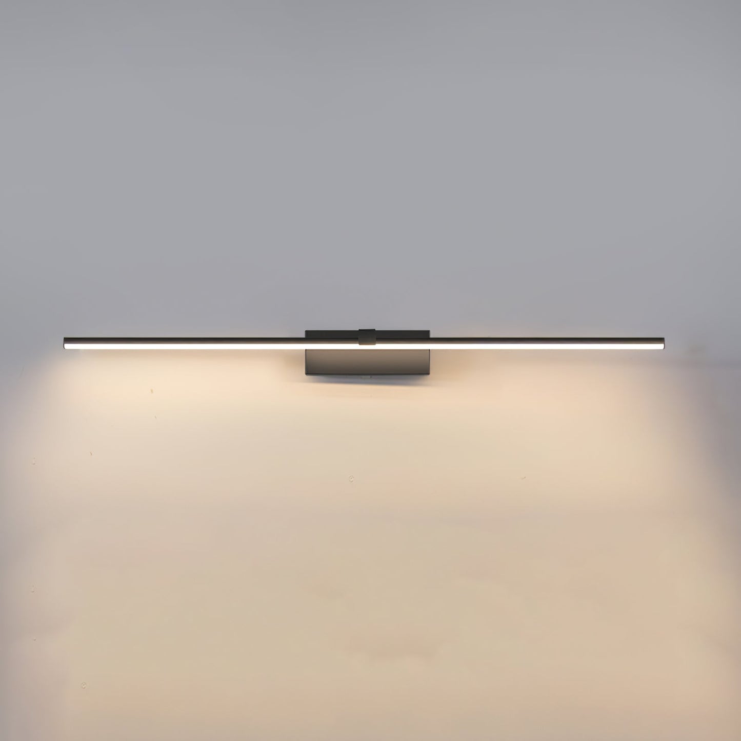 Metal Linear Mirror Wall Light ? 23.6″ x H 3.1″ / Black & Warm Light / Single Wall lamp