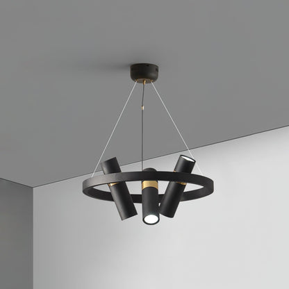 Black Mutil Pipe Chandelier 3 Lamps Dia 17.7″ x H 8.7″ / Dia 45cm x H 22cm / Black & Gold Chandelier